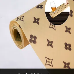 Kuber Industries Brown & Black Printed Kitchen Cabinet Shelf Liner image 4