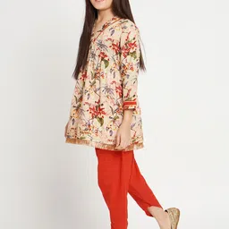 Readiprint Fashions Girls Floral Printed Gotta Patti Pure Cotton Kurti with Dhoti Pants image 3