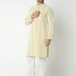 Ethnicity Men Floral Embroidered Regular Thread Work Kurta with Pyjamas image 5