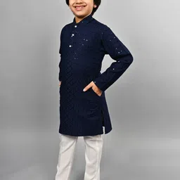 ahhaaaa Boys Ethnic Motifs Embroidered Sequined Kurta with Pyjamas image 2