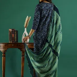 Sangria Floral Printed Pure Cotton Gotta Patti Straight Kurta With Trouser & Dupatta image 2
