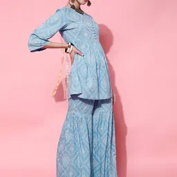 indo street Women Bandhani Printed Kurti & Sharara With Dupatta image 4