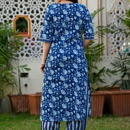 D K W Floral Printed Pure Cotton Kurta with Salwar & Dupatta image 3