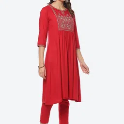 Biba Women Yoke Design Kurta With Trousers & Dupatta image 2