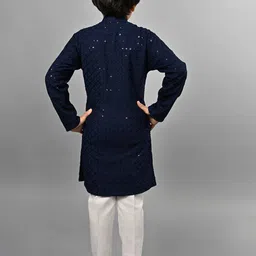 ahhaaaa Boys Ethnic Motifs Embroidered Sequined Kurta with Pyjamas image 4