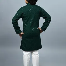 ahhaaaa Boys Geometric Embroidered Band Collar Kurta With Pyjamas image 5