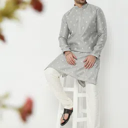Ethnicity Men Floral Printed Regular Kurta with Churidar image 2