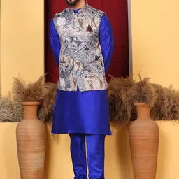 Armaan Ethnic Mandarin Collar Straight Kurta & Churidar With Nehru Jacket image 3