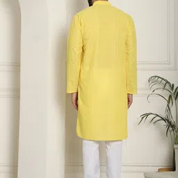 SOJANYA Geometric Embroidered Thread Work Pure Cotton Straight Kurta With Churidar image 3