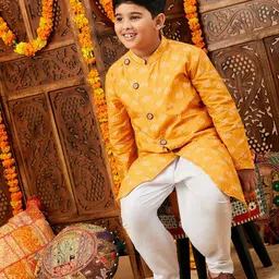 Stylo Bug Boys Floral Printed Angrakha Straight Kurta With Dhoti Pants image 4