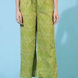 GULMOHAR JAIPUR Women Bandhani Printed Empire Beads and Stones Pure Cotton Kurta with Palazzos & With Dupatta image 4