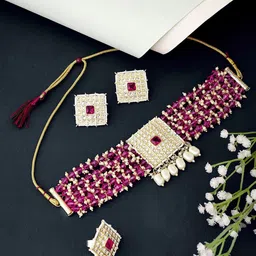 ATIBELLE Gold-Plated Kundan-Studded Jewellery Set With Finger Ring-picture-29