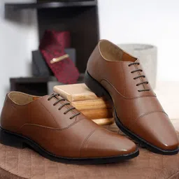 Louis Stitch Men Tan Premium Italian Leather Formal Derby Shoes-image-40
