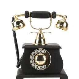 EXIM DECOR Black & Gold-Toned Wood Vintage Style Telephone Showpiece-picture-22