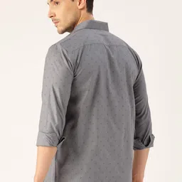 SOJANYA Men Charcoal Grey Classic Regular Fit Printed Casual Shirt image 4