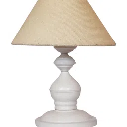 foziq White & Beige Textured Table Lamps With Shade image 3