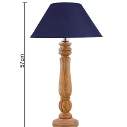 Homesake Blue Classic Victorian Natural Wood Table Lamp With Shade image 5