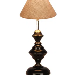 Devansh Beige & Black Solid Table Lamp With Iron Base image 3