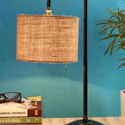 Devansh Beige Jute Drum Shade Iron Table Lamp-picture-26