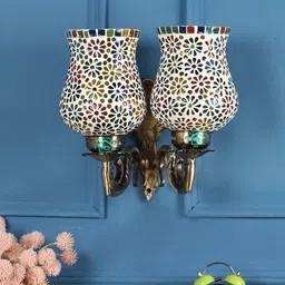 MFD HOME FURNISHING Multicoloured Floral Textured Wall Lamp image 4