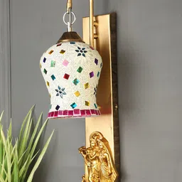 MFD HOME FURNISHING Multicoloured Textured Traditional Wall Lamp image 5