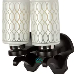 MFD HOME FURNISHING White & Brown Printed Cylinder Shaped Wall Lamp image 3