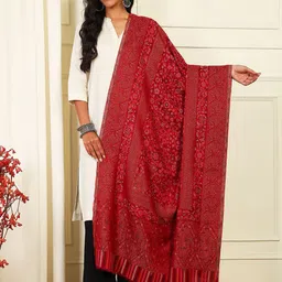 Pashmoda Floral Woven Design Woollen Shawl-picture-20