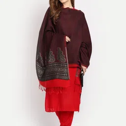 HK colours of fashion Women Black & Red Striped Woolen Shawl-picture-17
