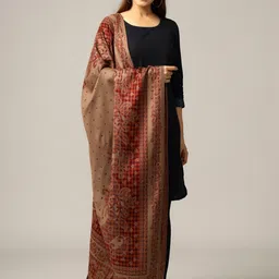 HANDICRAFT PALACE Women Brown Woven Design Jamawar Paisley Shawl-picture-47