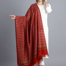 HANDICRAFT PALACE Women Red & Black Woven Design Shawl-picture-27