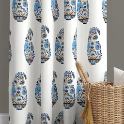JAIPUR FABRIC Blue & White Floral Long Door Curtain-picture-43