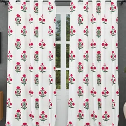 JAIPUR FABRIC Green & White Floral Window-picture-34