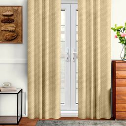 Cortina Beige Set of 2 Polka dots Embossed Plain Polyester Door Curtains-picture-20