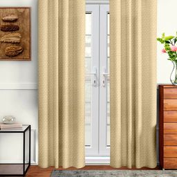 Cortina Beige Set of 2 Polka dots Embossed Long Door Curtains-picture-32
