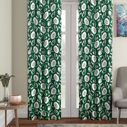 KLOTTHE Green & White Set of 2 Floral Door Curtain-picture-30