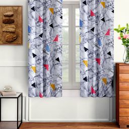 Cortina Grey & Black Set of 2 Printed Window Curtains-picture-3