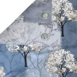 Cortina Blue & Black Set of 2 Floral Long Door Curtain image 2