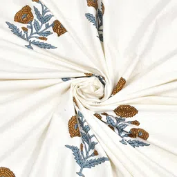 BED-SHEET.COM Mustard & White Cotton Floral Printed Window Curtain image 5