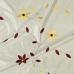 Cortina Cream-Coloured & Yellow Set of 2 Floral Window Curtain image 2