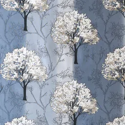 Cortina Blue & Black Set of 2 Floral Long Door Curtain image 4