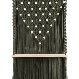 Decazone Olive Green Wood Macrame Wall Hanging Shelf image 4