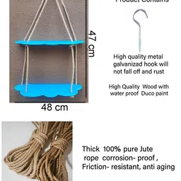 VAH Kya Bat Hai !! Blue Wooden Cloud Design 2 Layer Wall Hanging Shelf image 5