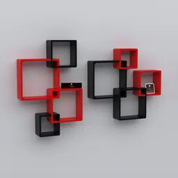 Wooden Twist Rafuf 8 Pieces Black & Red MDF Wooden Intersecting Wall Shelves image 4
