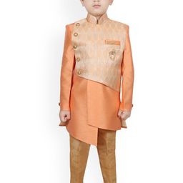 sg yuvraj Boys Orange & Gold-Colour Raw-Silk Sherwan-picture-17