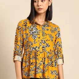 all about you Floral Print Roll-Up Sleeves Top image 4