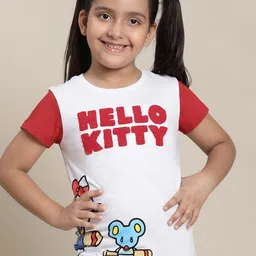 Kids Ville Girls Hello Kitty Printed Pure Cotton T-Shirt-picture-37