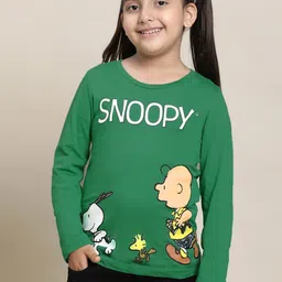 Kids Ville Snoopy Girls Peanuts Printed Pure Cotton T-Shirt-image-91