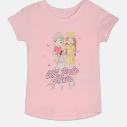 U.S. Polo Assn. Kids Girls Graphic Printed Cotton T-shirt-picture-49