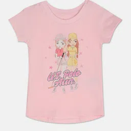 U.S. Polo Assn. Kids Girls Graphic Printed Pure Cotton T-shirt-picture-40