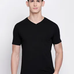 Basics Men Black Raw Edge Slim Fit T-shirt-picture-33